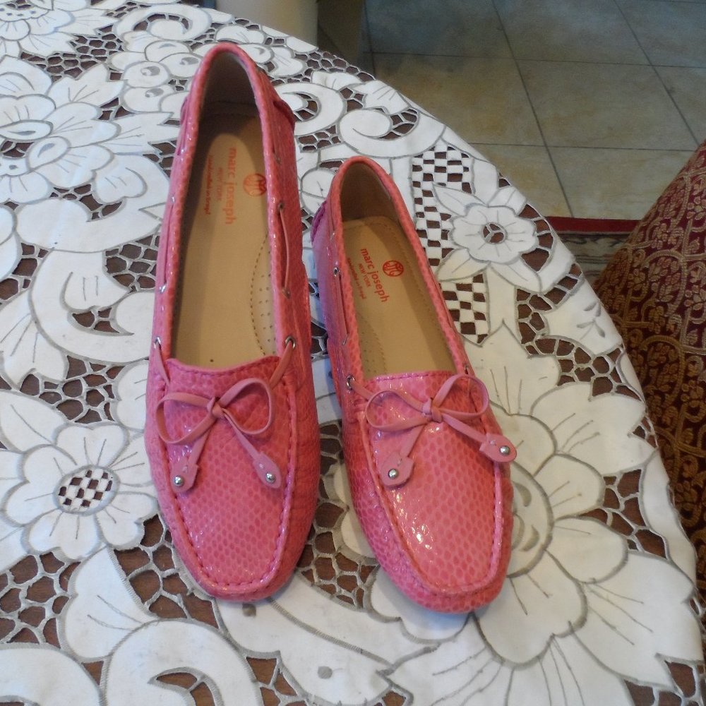 New Marc Joseph New York Pink Cypress Hill Snake Loafers Size 10M